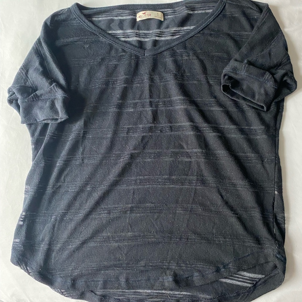 Blue see-through striped shirt